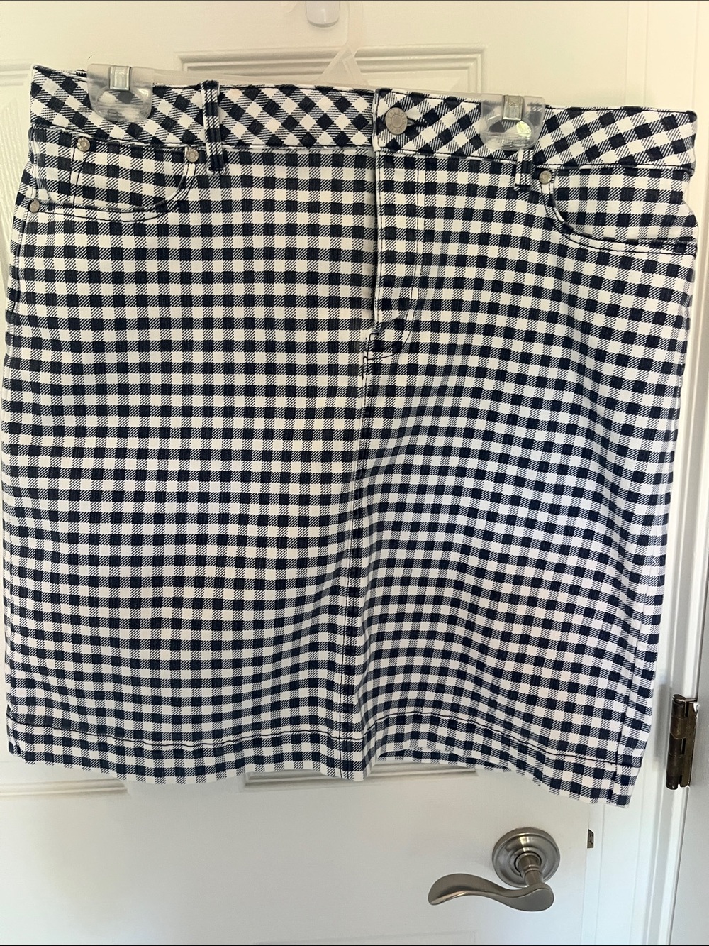 Talbots Navy and White Gingham Mini Skirt